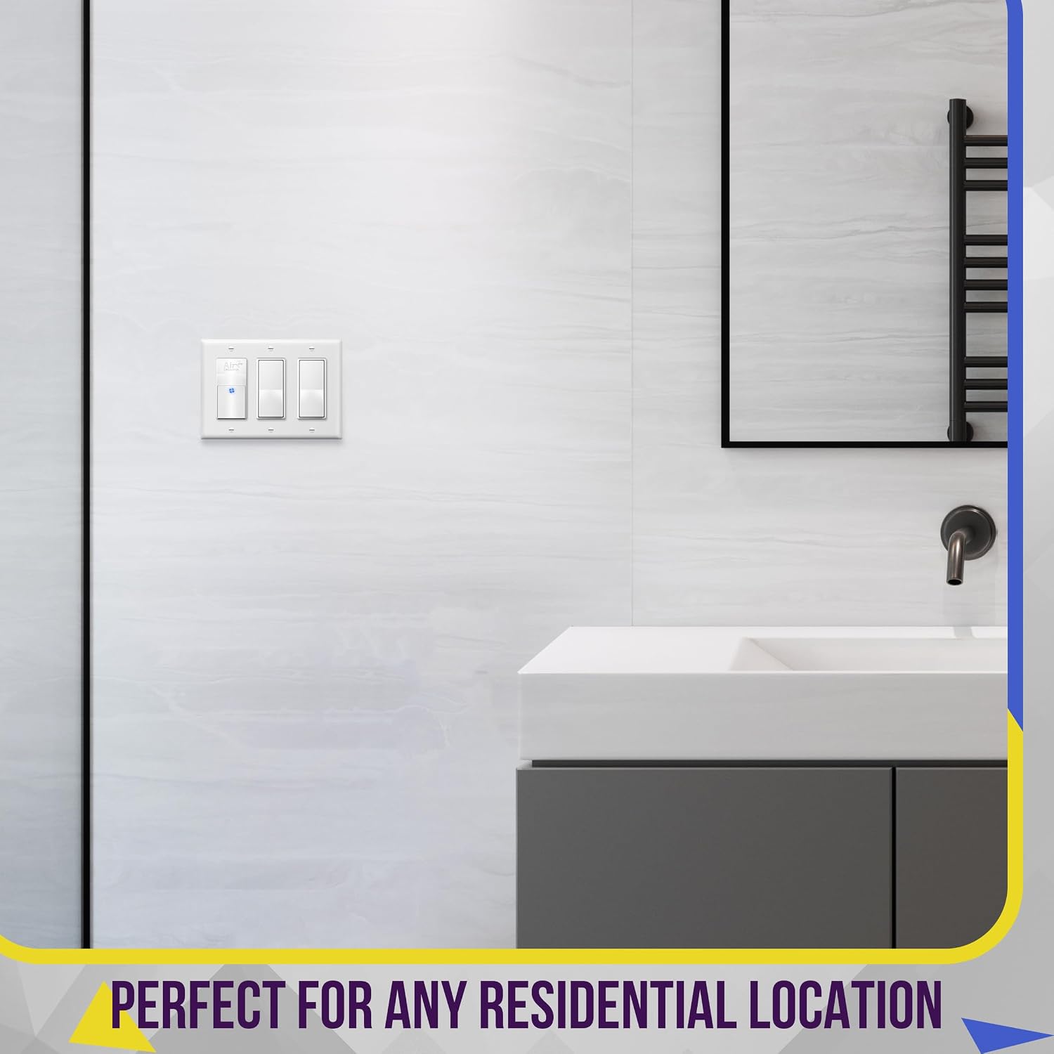 ENERLITES 3-Gang White Decorator Light Switch Outlet Wall Plate Cover