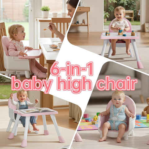 6-in-1 Convertible Baby Highchair for Babies and Toddlers, Booster Seat