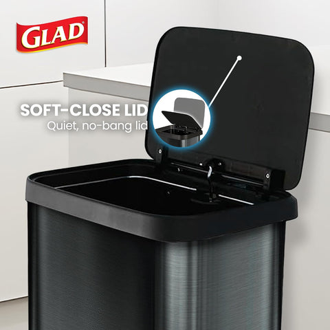 Glad Stainless Steel Trash Can with Clorox Odor Protection, 20 Gal, Pewter