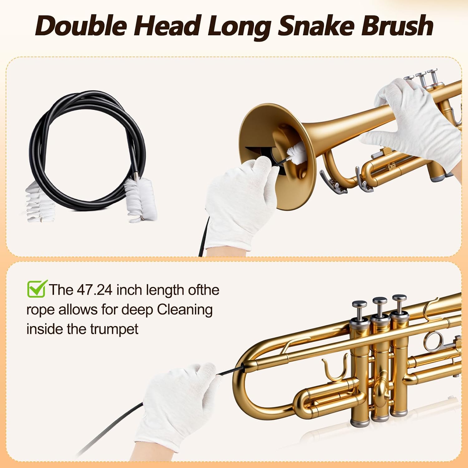 10 Pieces Trumpet Cleaning Kit, Brass Care Set for Trumpet Maintenance