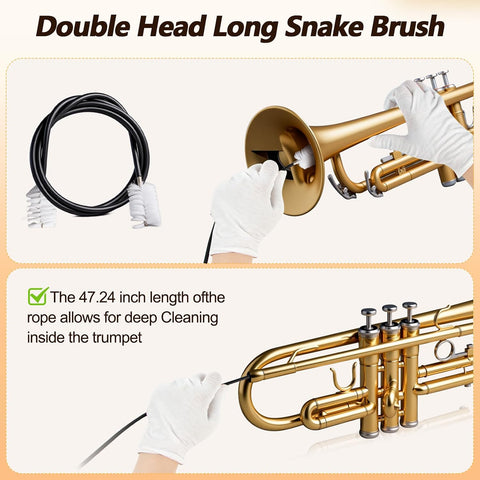 10 Pieces Trumpet Cleaning Kit, Brass Care Set for Trumpet Maintenance
