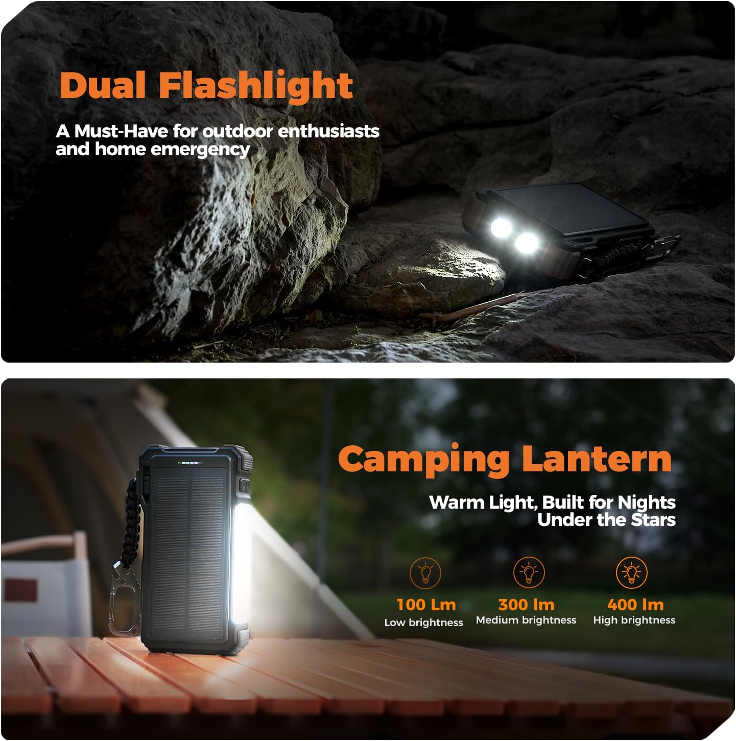BLAVOR Solar Power Bank 20000mAh Built-in Cables, Wireless Charger for Phones & Apple Watch, 20W Fast Charging Battery Pack with USB C, Flashlight, Solar Charger for iPhone, iPad, iWatch, Samsung