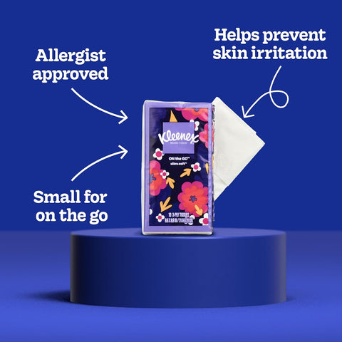 Kleenex On-The-Go Facial Tissues, 8 Travel Packs, 10 Tissues per Pack