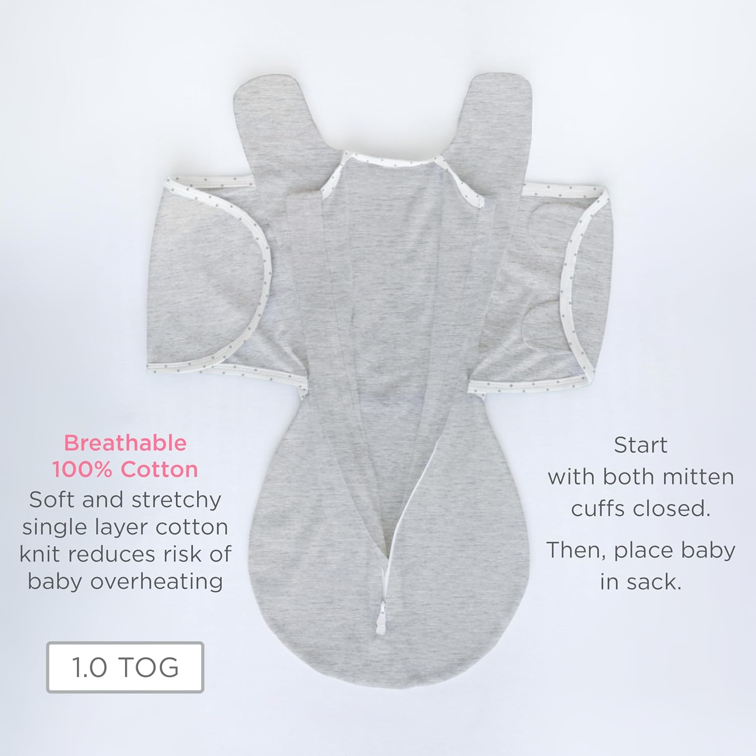 SwaddleDesigns 6-Way Omni Swaddle Sack, Arms Up Swaddle for Newborn, More Options to Calm Startle Reflex, Improves Sleep, Small, 0-3 Month, 6-14 lbs, Heathered Gray