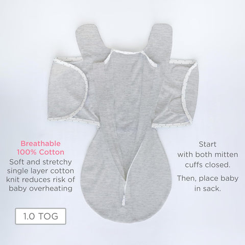 SwaddleDesigns 6-Way Omni Swaddle Sack, Arms Up Swaddle for Newborn, More Options to Calm Startle Reflex, Improves Sleep, Small, 0-3 Month, 6-14 lbs, Heathered Gray