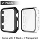 Misxi 2 Pack PC Case with Tempered Glass Screen Protector Compatible with Apple Watch Series 3 Series 2 42mm, HD Overall Shockproof Protective Cover for iWatch, 1 Black + 1 Transparent