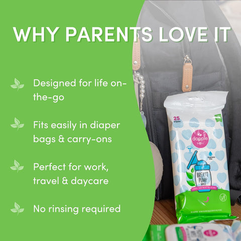 Dapple Baby - Breast Pump Wipes, Wipes Pouch - 25 Count (Pack of 1)