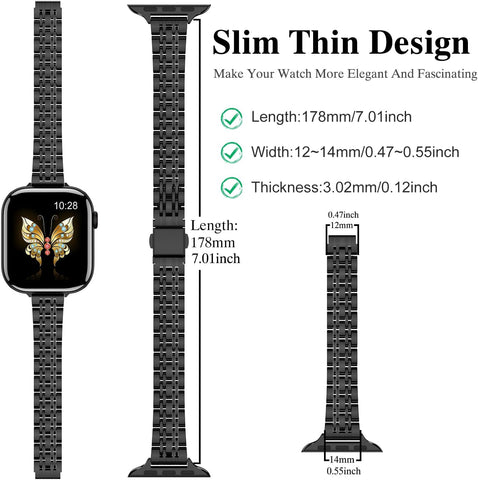 MioHHR Slim Metal Band Compatible with Apple Watch Bands 42/41/40/38mm
