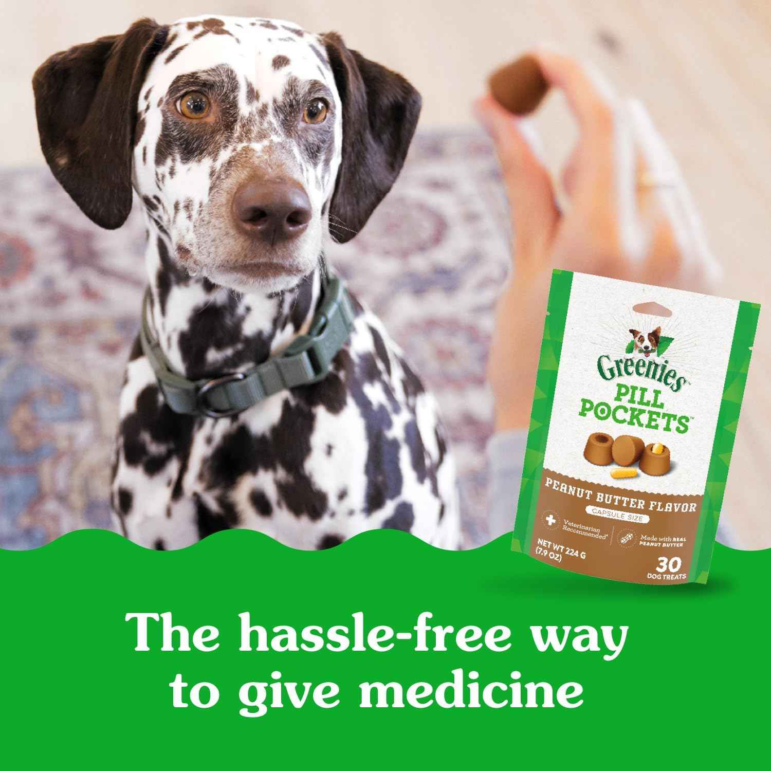 Greenies Pill Pockets Large Size Dog Treats, Peanut Butter, 7.9 oz, 6-Pack