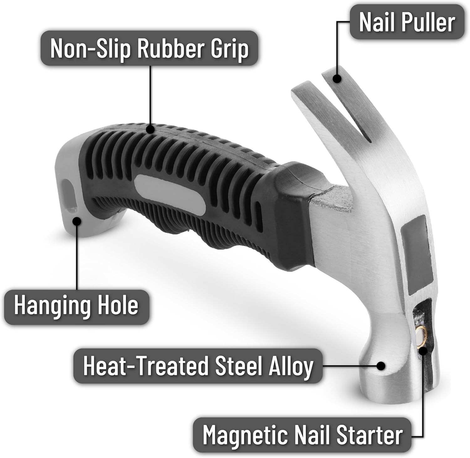 Mr. Pen- Claw Hammer, 8oz, Gray, Magnetic