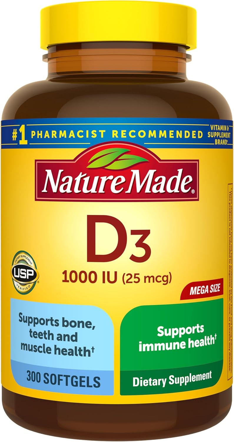 Nature Made Vitamin D3 1000 IU (25 mcg), 300 Vitamin D Softgels