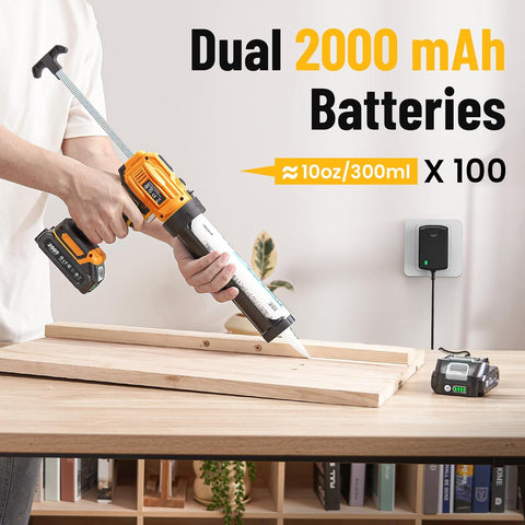 Electric Caulking Gun, Cordless Caulk Gun with 2x 2.0Ah Batteries
