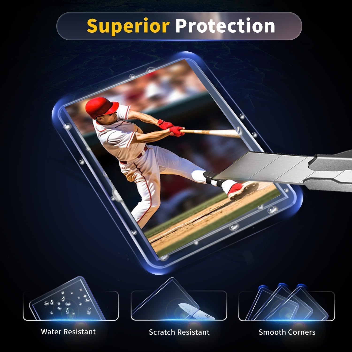 200 Card Sleeves Hard Plastic, 3×4 Baseball Card Holder for Sports Cards