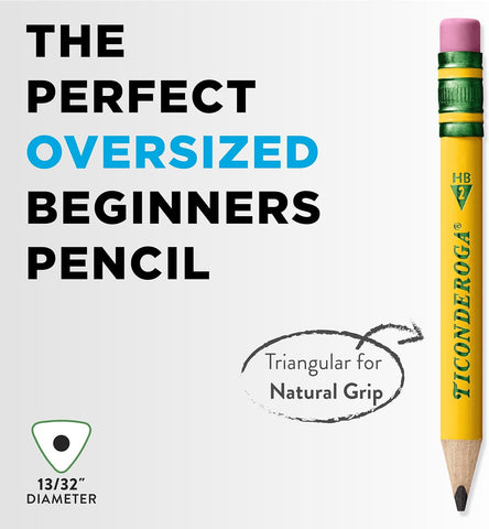 Ticonderoga My First Short Triangular Wood-Cased Pencils, #2 HB Soft