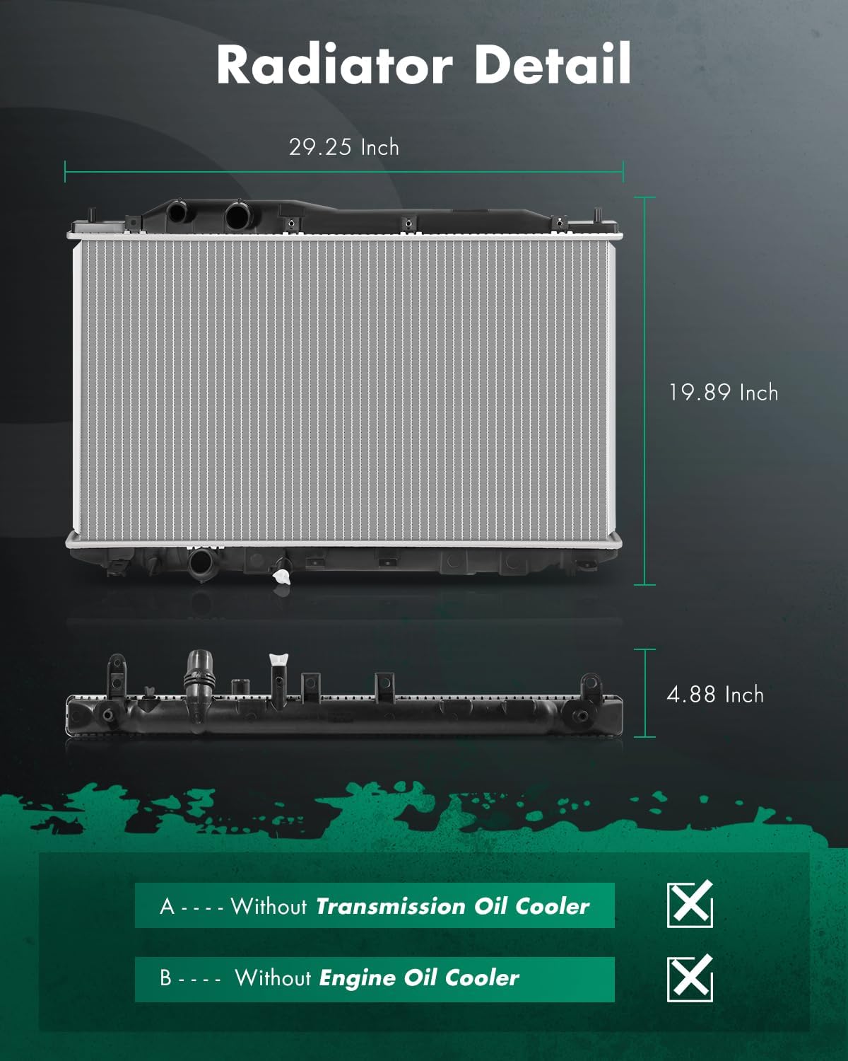 SCITOO Full Aluminum Radiator Replacement for Honda Civic Sedan 1.8L