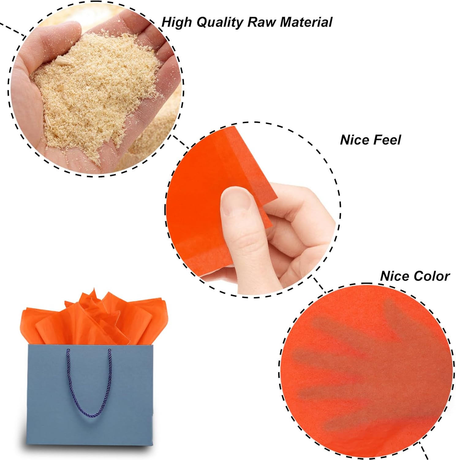 120 Sheet Orange Tissue Paper HMUIKFRY 20x14Inch Wrapping Paper