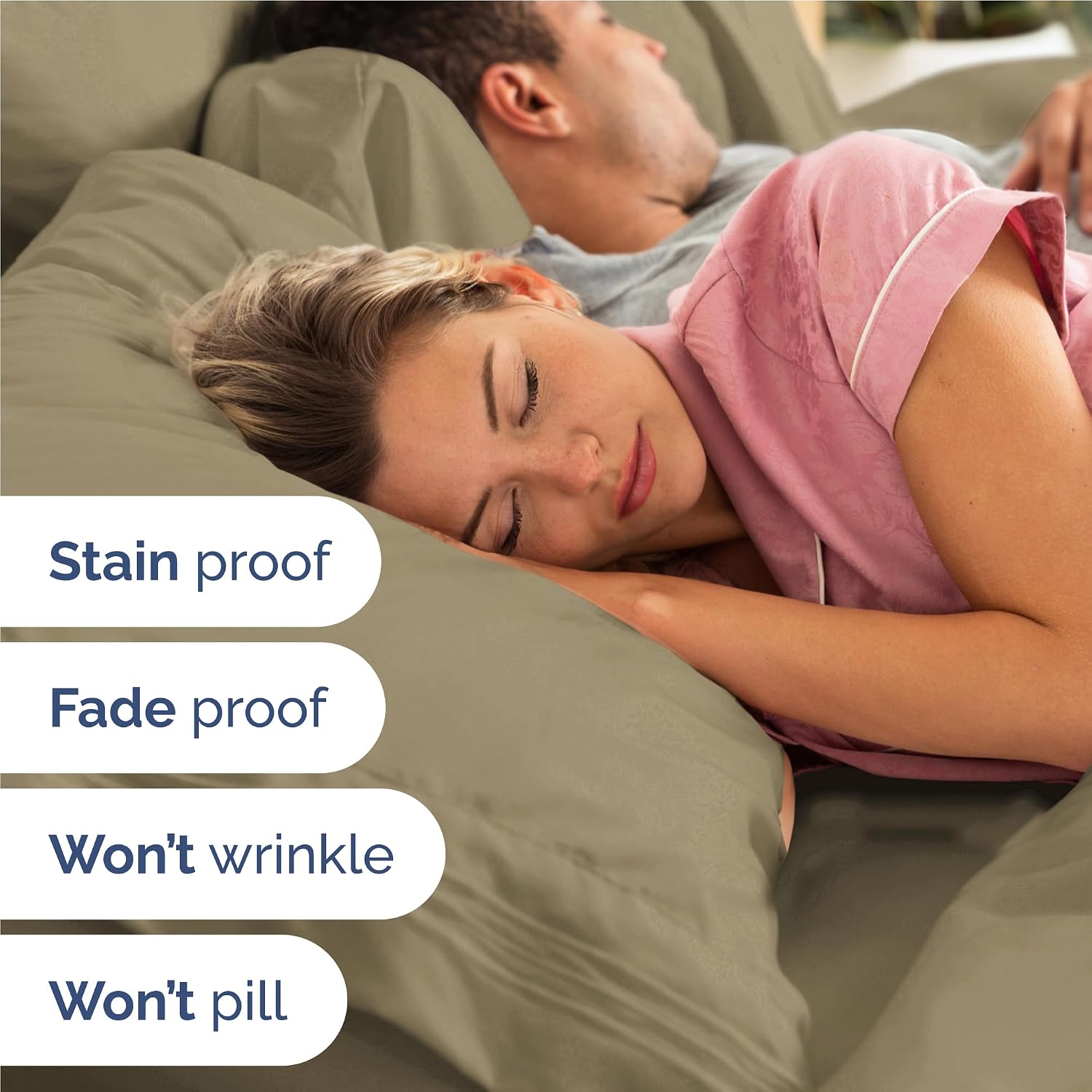 Full Size 4 Piece Sheet Set - Comfy Breathable & Cooling Sheets - Khaki