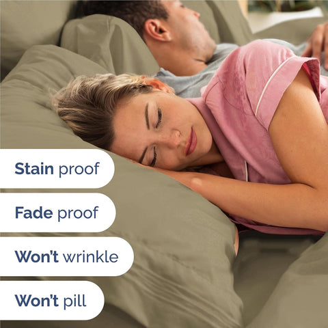 Full Size 4 Piece Sheet Set - Comfy Breathable & Cooling Sheets - Khaki