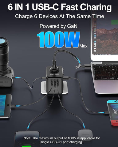 Universal Travel Adapter 100W GaN Fast Charger in One for Europe UK US