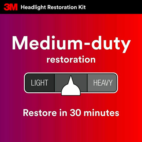 3M Headlight Lens Restoration Kit, Medium Duty 2-Pack, No Tools Required, Restores Cloudy Yellowed Plastic Lenses, Includes Sanding Discs, Rubbing Compound & Foam Pads