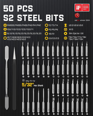 Fanttik E1 Max Electric Screwdriver, 53-in-1 Screwdriver for DIY (Silver)