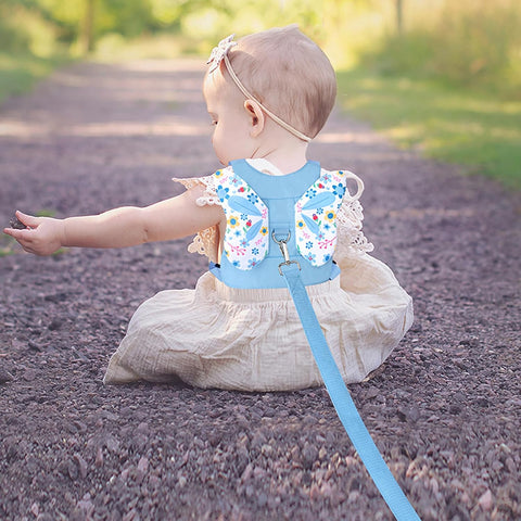 Accmor Toddler Harness Leash, Cute Butterfly Kids Leash + Anti Lost Wrist Link for Outdoor Travel, Adorable Mini Child Walking Harness Wristband Assistant Strap Belt for Baby Boys Girls (Blue)