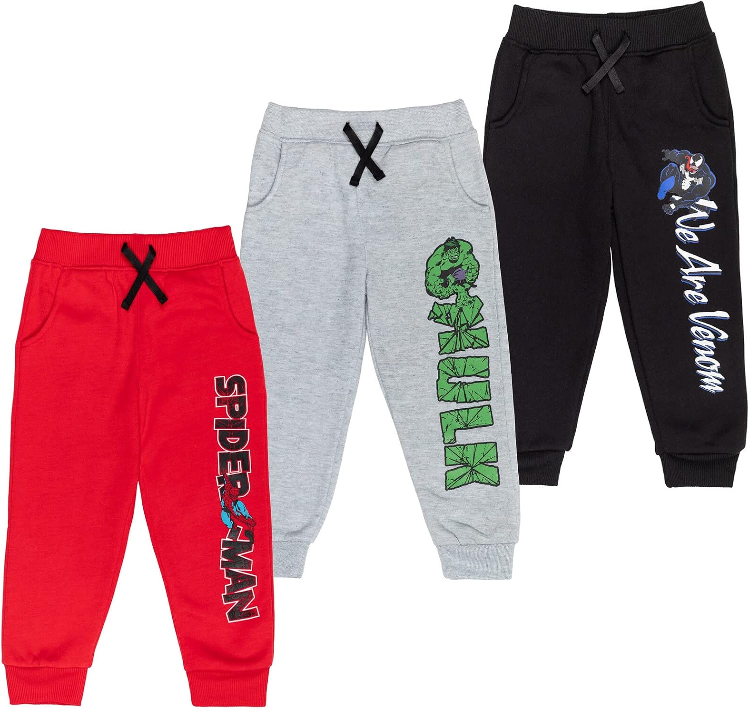 Marvel Boys' 3-Pack Fleece Jogger Pants Toddler to Big Kid