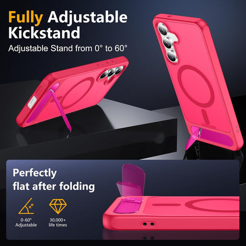 SPIDERCASE for Samsung Galaxy S25 FE Case,Built-in Stand,Rose Red