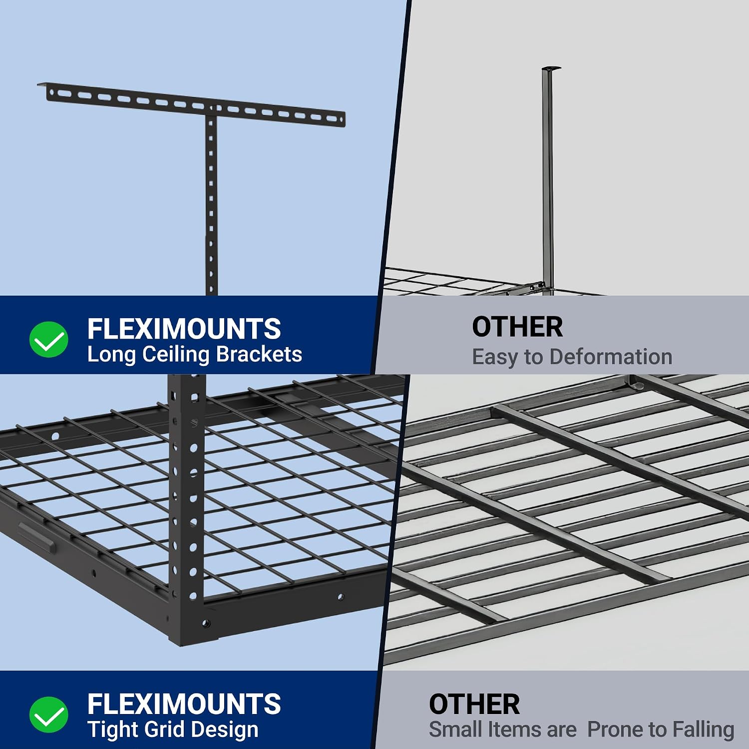 FLEXIMOUNTS 2x3 Overhead Garage Ceiling Storage Rack Organization, Black