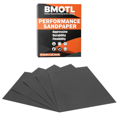 Wet Dry Sandpaper Sheets 9x11, 180 Grit, 12Pcs