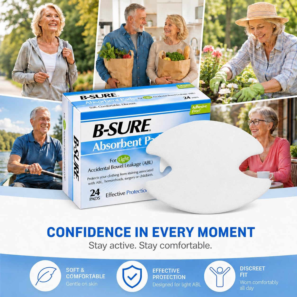 B-Sure Unisex Incontinence Liner Butterfly Shape 14-7031-224, Light, 288 Ct