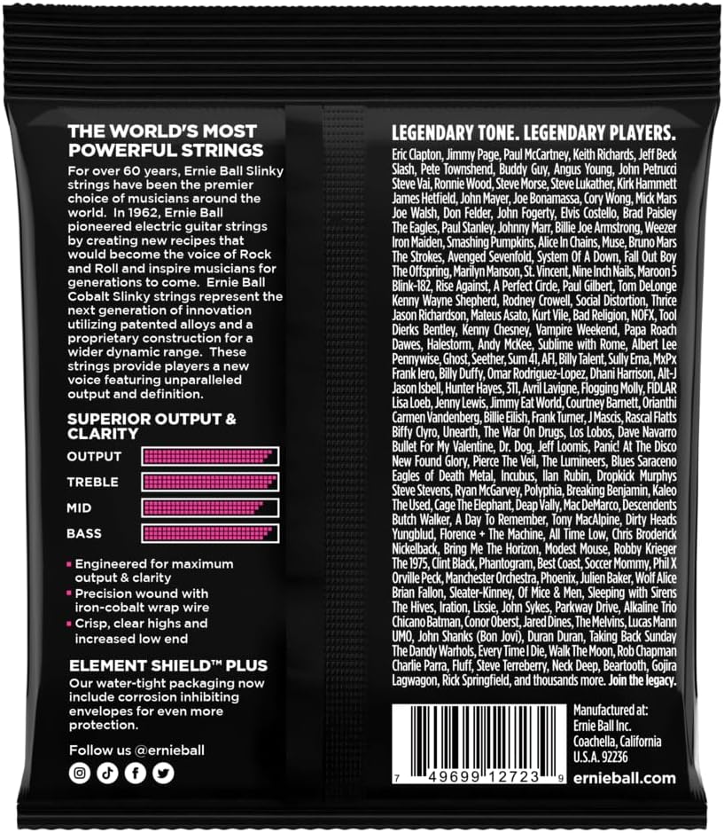 Ernie Ball Super Slinky Cobalt Electric Guitar Strings, 9-42 Gauge (P02723)
