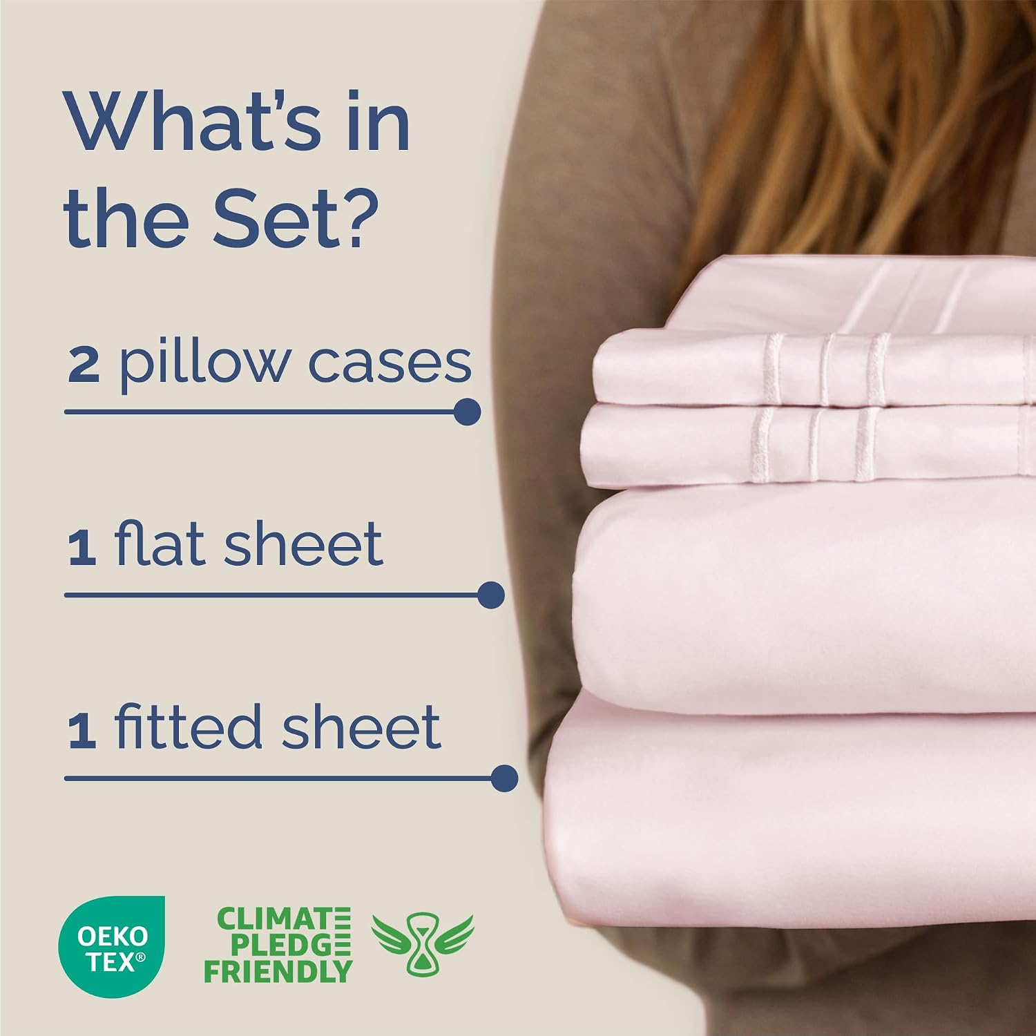 Queen Size 4 Piece Sheet Set - Breathable & Cooling Sheets - Lavender Pink