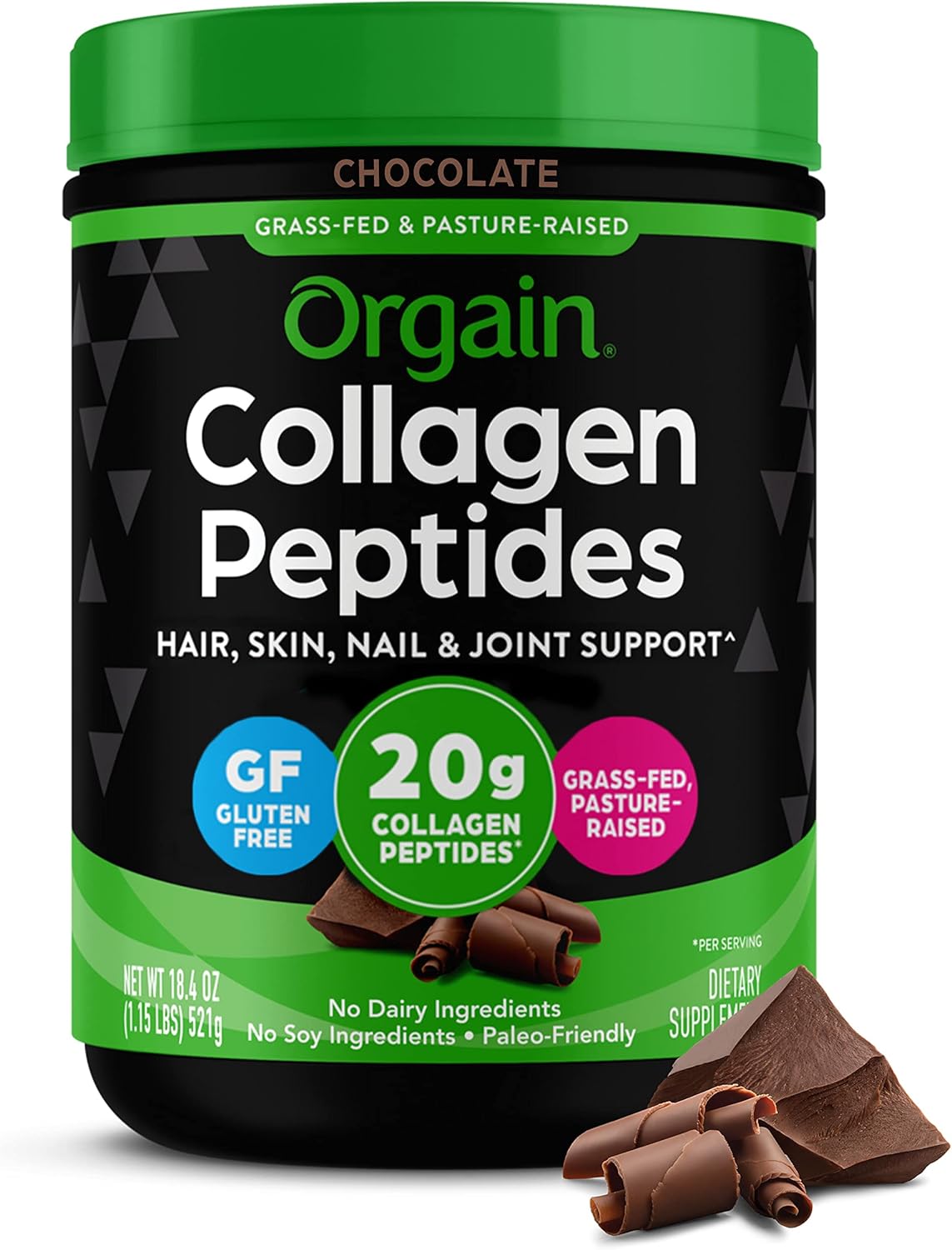 Orgain 20g Hydrolyzed Collagen Peptides Powder, Chocolate, 1lb