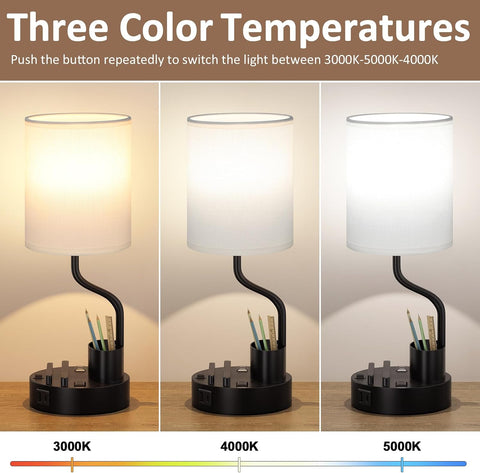 Fenmzee Bedside Lamps for Bedroom Set of 2 - Table Desk Lamp for Nightstand