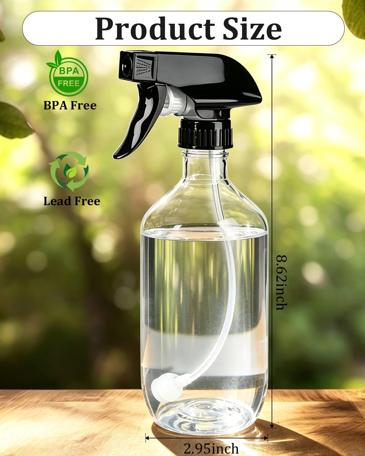 2 Pack 16oz Spray Bottles with Adjustable Spray Nozzles for Cleaning