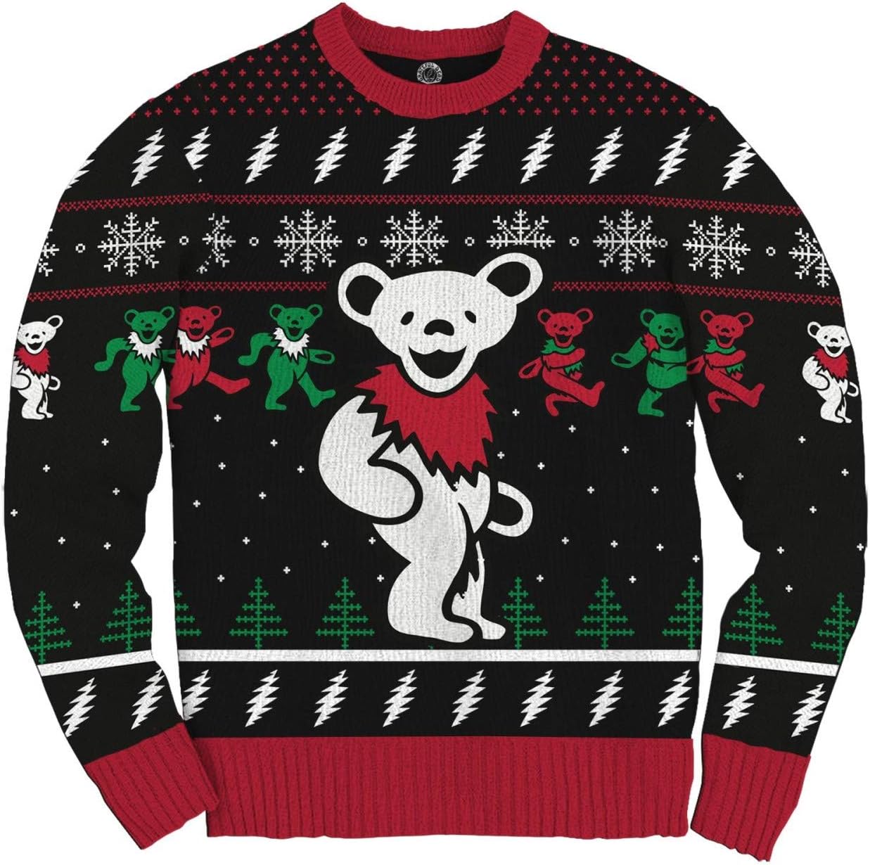 Ripple Junction Grateful Dead Christmas Sweater Dancing Bears Steal Your Face Novelty Knit Sweater Gift Officially Licensed