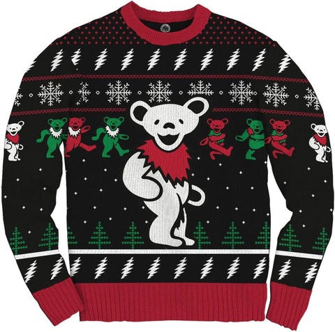 Ripple Junction Grateful Dead Christmas Sweater Dancing Bears Steal Your Face Novelty Knit Sweater Gift Officially Licensed