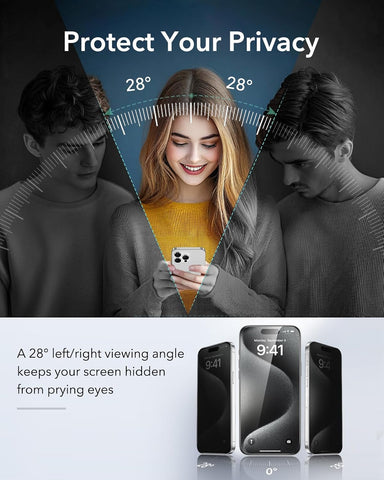 ESR 3 Pack for iPhone 15 Pro Privacy Screen Protector, Classic