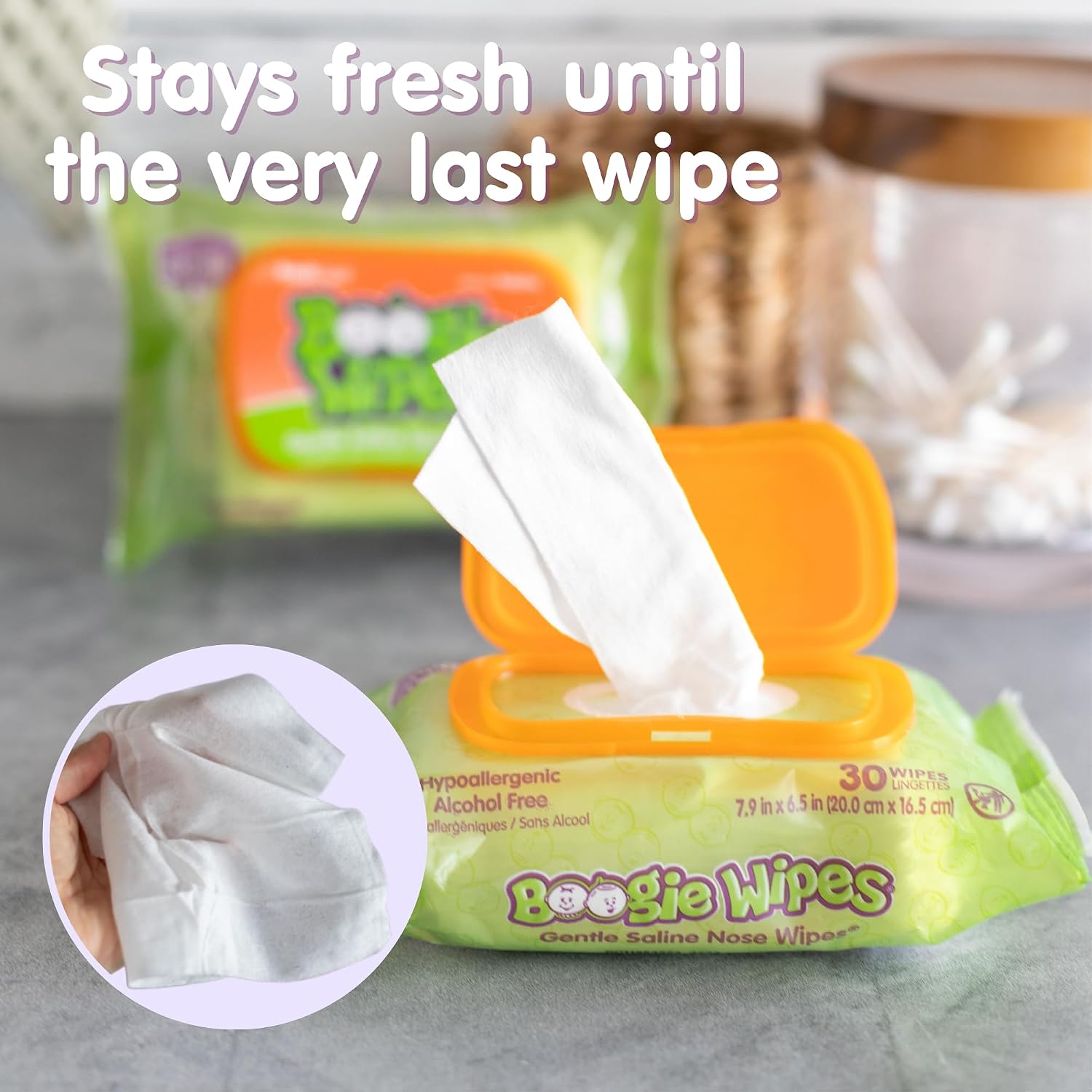 Boogie Gentle Saline Nose Wipes Fresh Scent - 360 Count