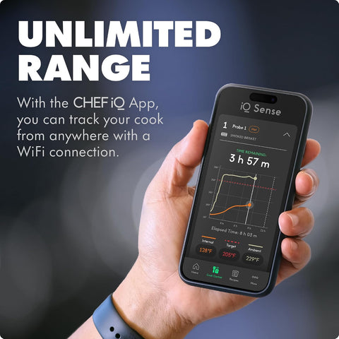CHEF iQ Sense | Smart Wireless Meat Thermometer | 2 Ultra-Thin Probes | WiFi Unlimited Range | 1000°F Heat Safe | 5 Sensors | BBQ, Grill, Oven, Smoker, Air Fryer | Gen3
