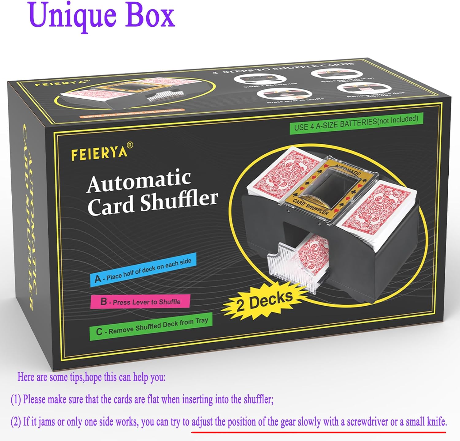 FEIERYA Automatic Card Shuffler 2/1/4/6 Deck