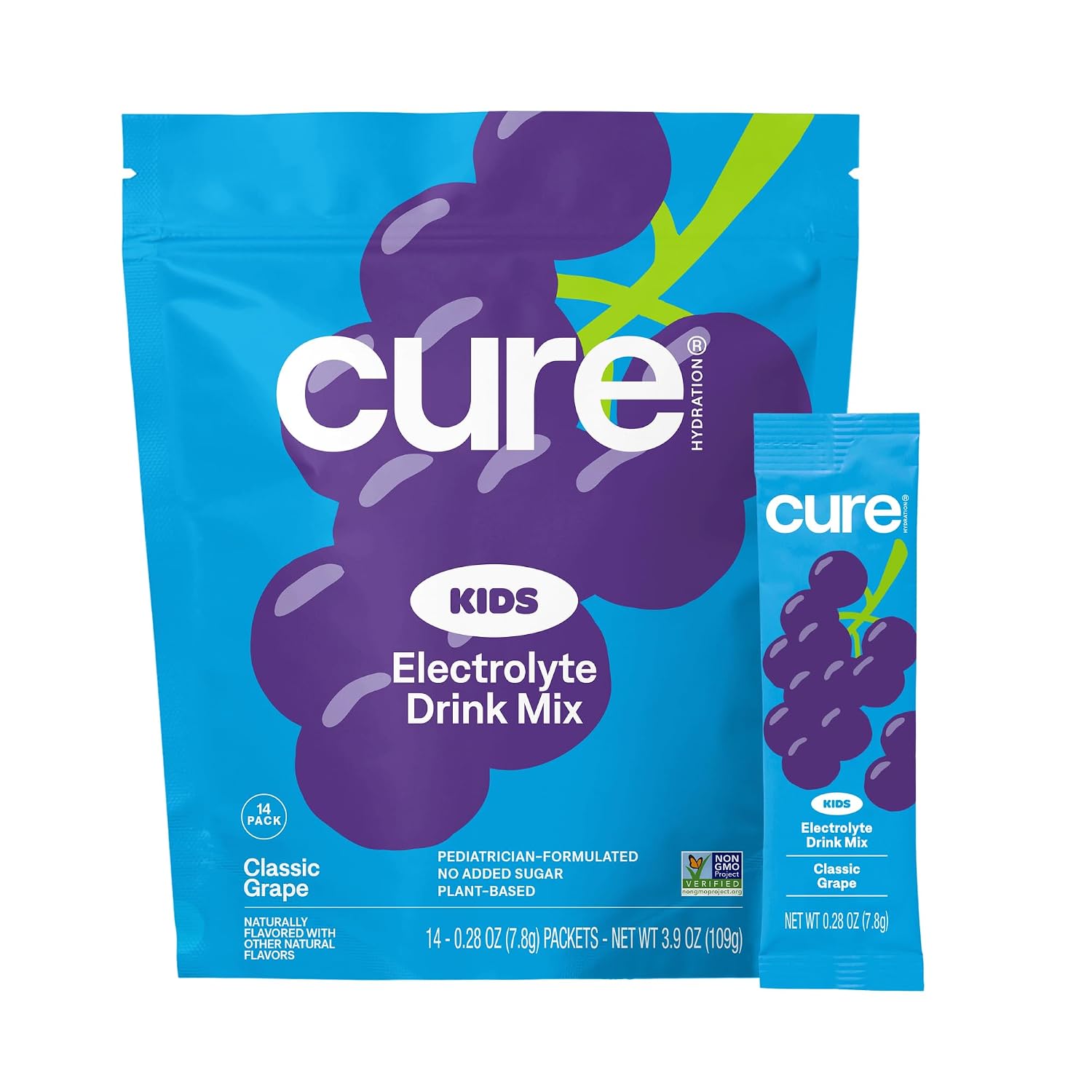 Cure Hydration - Kids Electrolyte Drink Powder Classic Grape 14 Packets