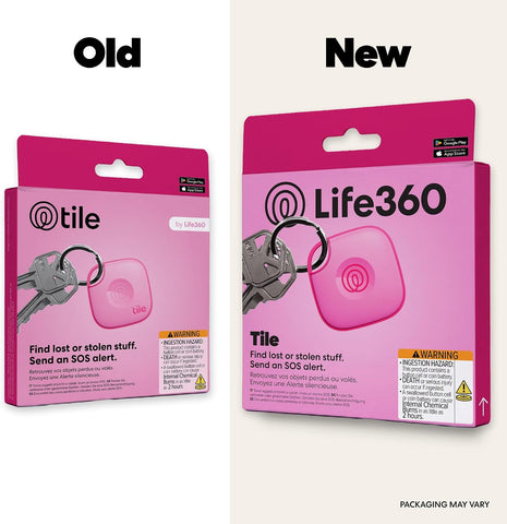 Life360 Tile - Bluetooth Tracker, Keys Finder and Item Locator for Keys, Bags and More. Phone Finder. Both iOS and Android Compatible. 1-Pack (Pink Punch)