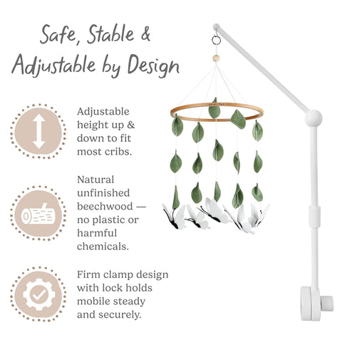 Sorrel + Fern Baby Crib Mobile Arm, Baby Mobile Hanger, 31 in, White