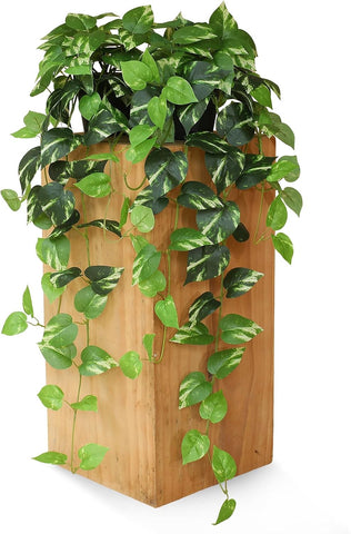 Fake Pothos Hanging Plants - 33" Set of 2 Artificial Silk Ivy Vines with Pots, Realistic Faux Greenery for Indoor Home Office Bathroom Decor, Low Maintenance Hanging Plant Decoration - Golden Green