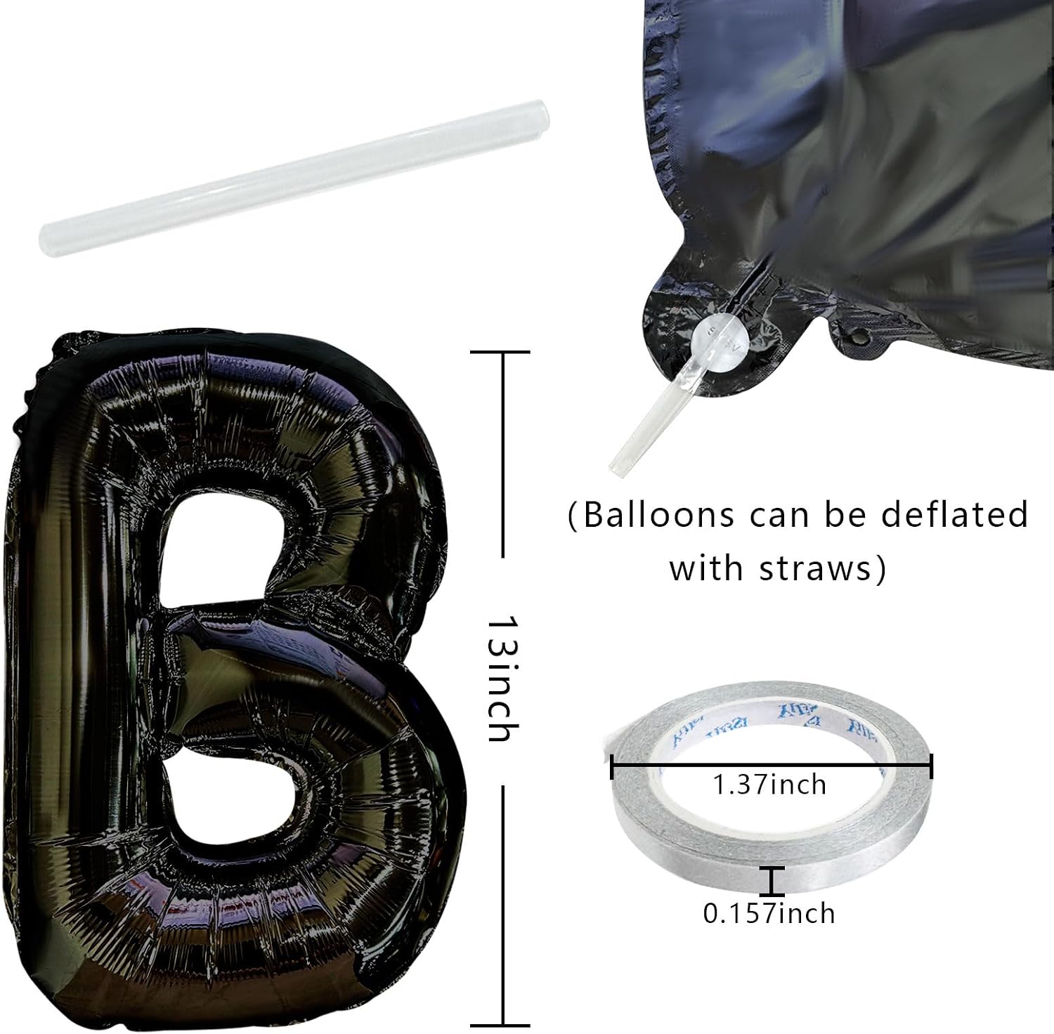Black Happy Birthday Balloon Banner Set -16 Inch Foil Letters Balloons, Reusable Birthday Decorations and Party Supplies, Suitable for Men and Women's Birthday Decorations，Party Backdrop