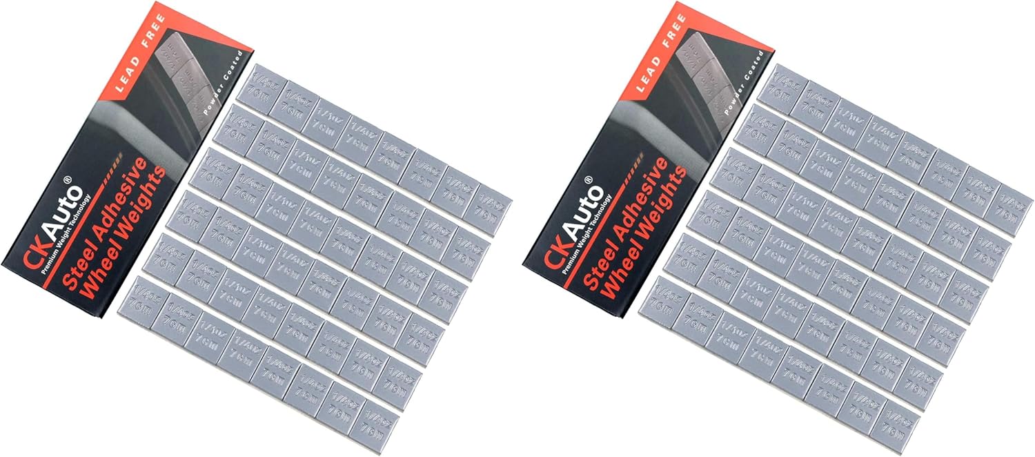 CKAuto 1/4oz, 0.25oz, Grey, Adhesive Stick on Wheel Weights, EasyPeel Type. Cars, Trucks, SUVs, Motorcycles, RC Cars. Low Profile, 12oz/Box, U.S. OEM Quality, (48pcs) (Pack of 2)