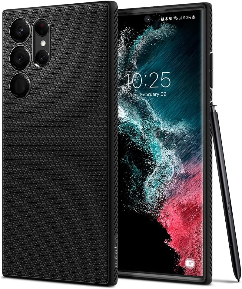 Spigen for Galaxy S22 Ultra Case, Liquid Air [No Magnet Ring] [Military-Grade Protection] - Matte Black