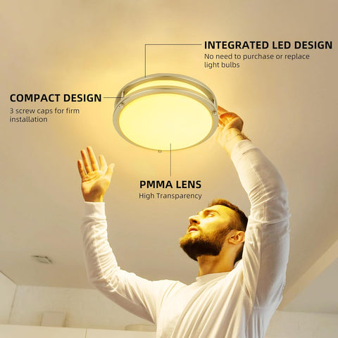 hykolity 10 inch Flush Mount LED Ceiling Light Fixture,17W,1100LM,5CCT